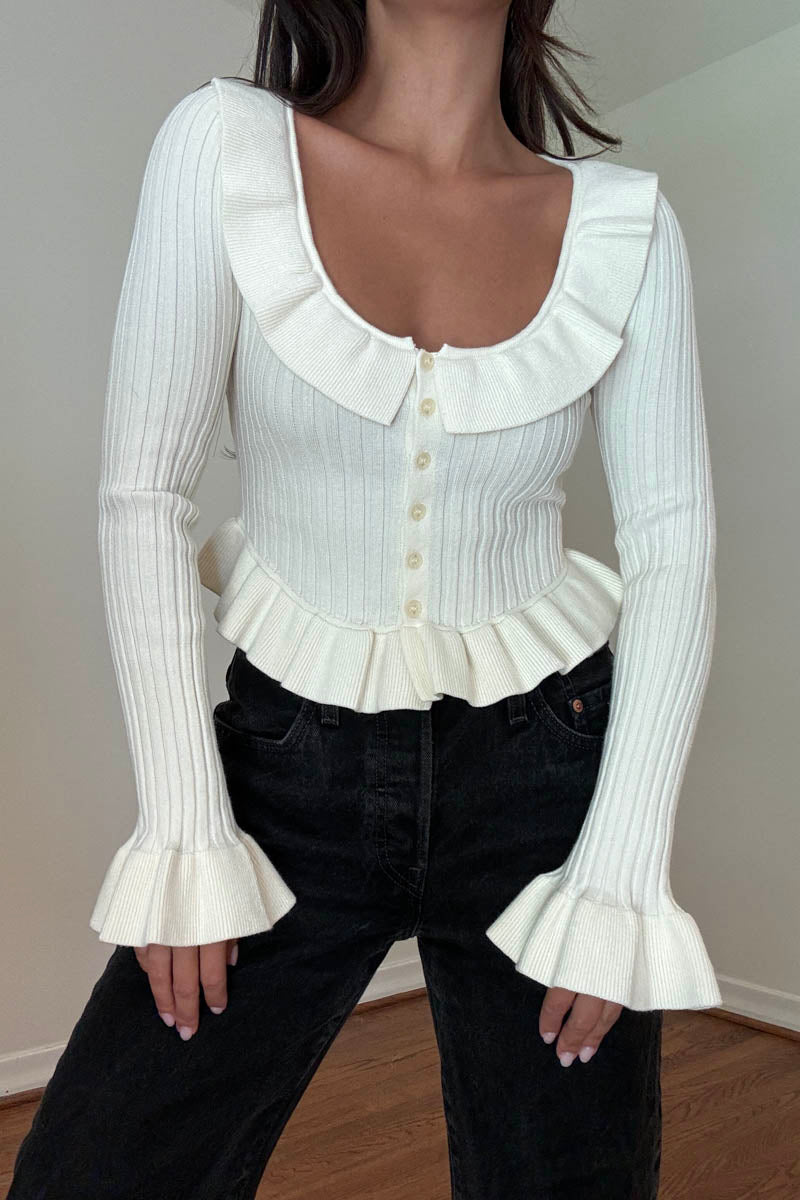 Rib Knitted Frill Top