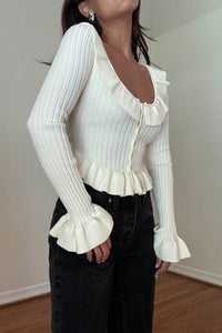 Rib Knitted Frill Top