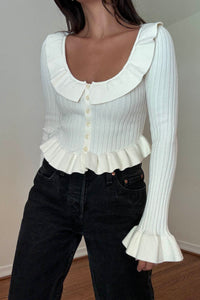 Rib Knitted Frill Top