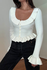 Rib Knitted Frill Top