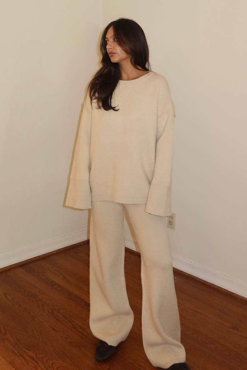 Oversized Sweater & Fold Over Waist Pants