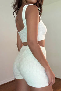 Knit Crop Top And Shorts Set
