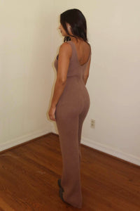 Knit V Neck Straight Leg Jumpsuit