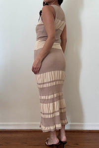 Rib Knit Color Block Bodycon Maxi Dress