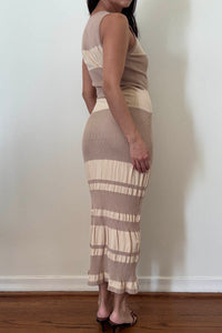 Rib Knit Color Block Bodycon Maxi Dress