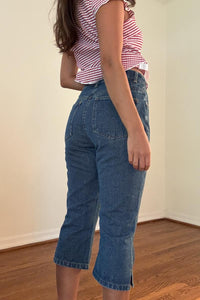 Mid Waist Carpi Denim Pants