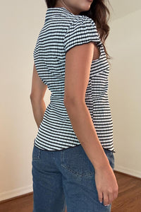 Gingham Cap Sleeve Button Down Blouse