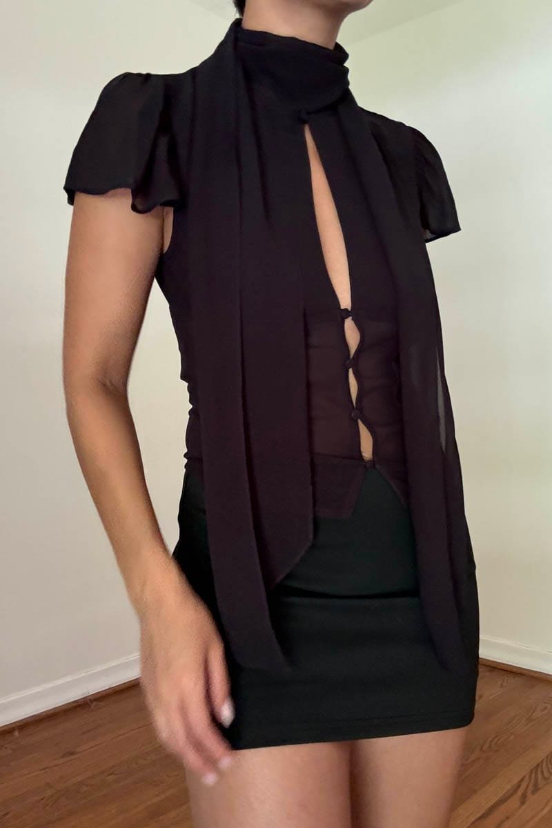 Keyhole Detail Short Sleeve Top