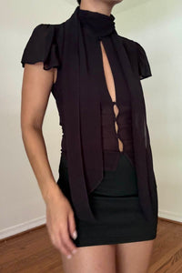 Keyhole Detail Short Sleeve Top