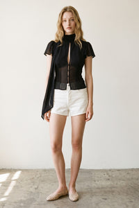 Keyhole Detail Short Sleeve Top
