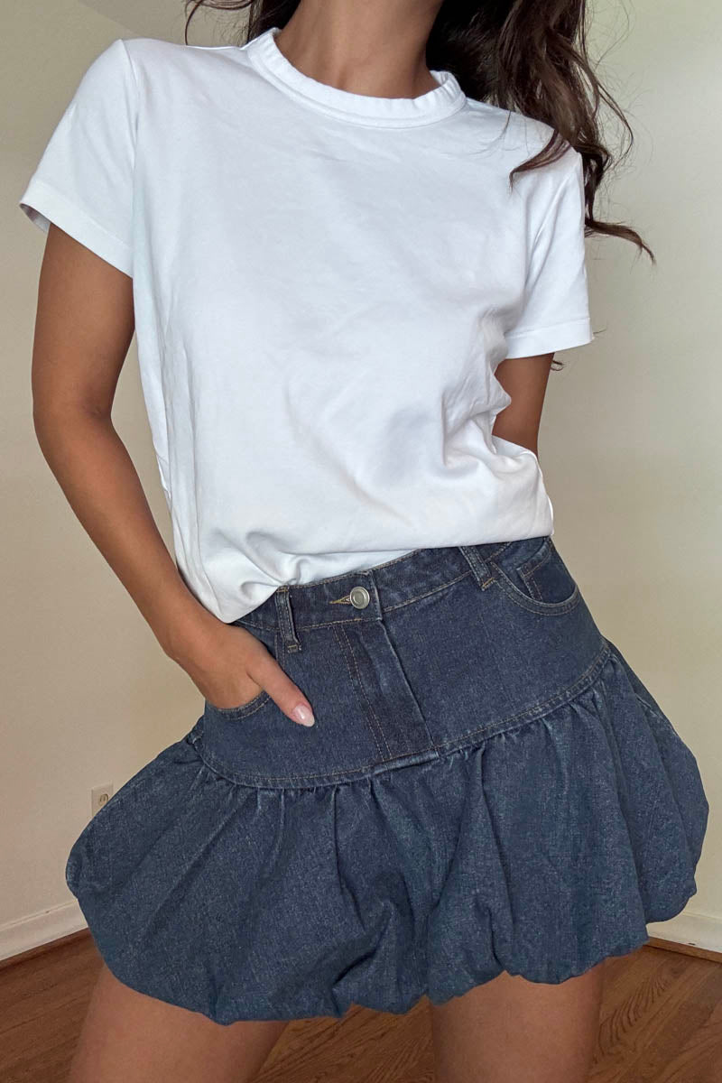 Mid Waist Balloon Mini Skirt