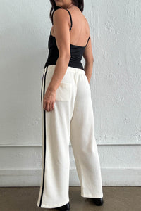 Cream Thermal Wide Leg Drawstring Pants