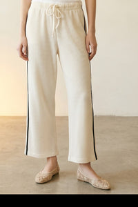 Cream Thermal Wide Leg Drawstring Pants