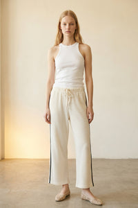 Cream Thermal Wide Leg Drawstring Pants