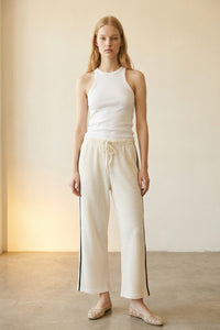 Cream Thermal Wide Leg Drawstring Pants