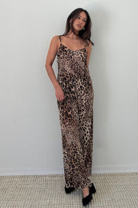 Leopard Print Chiffon Top and Wide Leg Pants Set