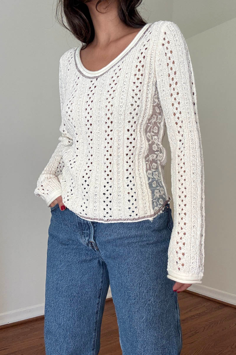 Knit Crochet Long Sleeve Top