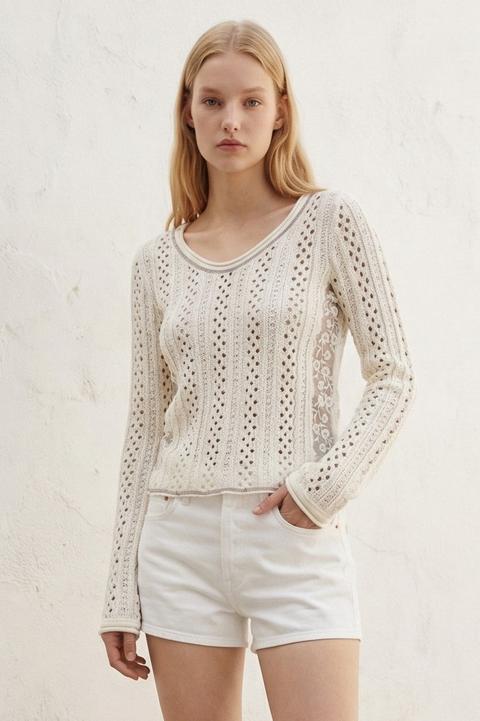Knit Crochet Long Sleeve Top