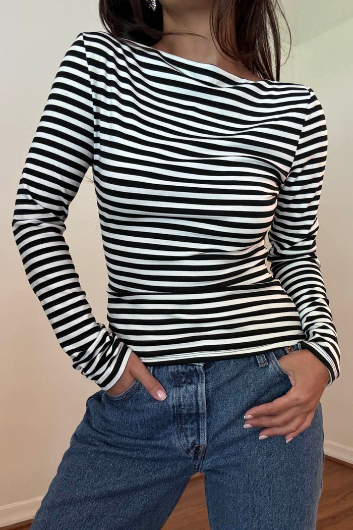 Stiped Boat Neck Top