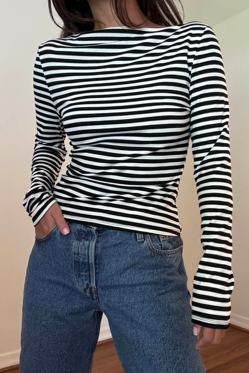 Stiped Boat Neck Top