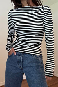 Stiped Boat Neck Top