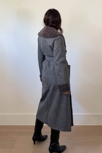 Faux Fur Trim Leather Look Coat