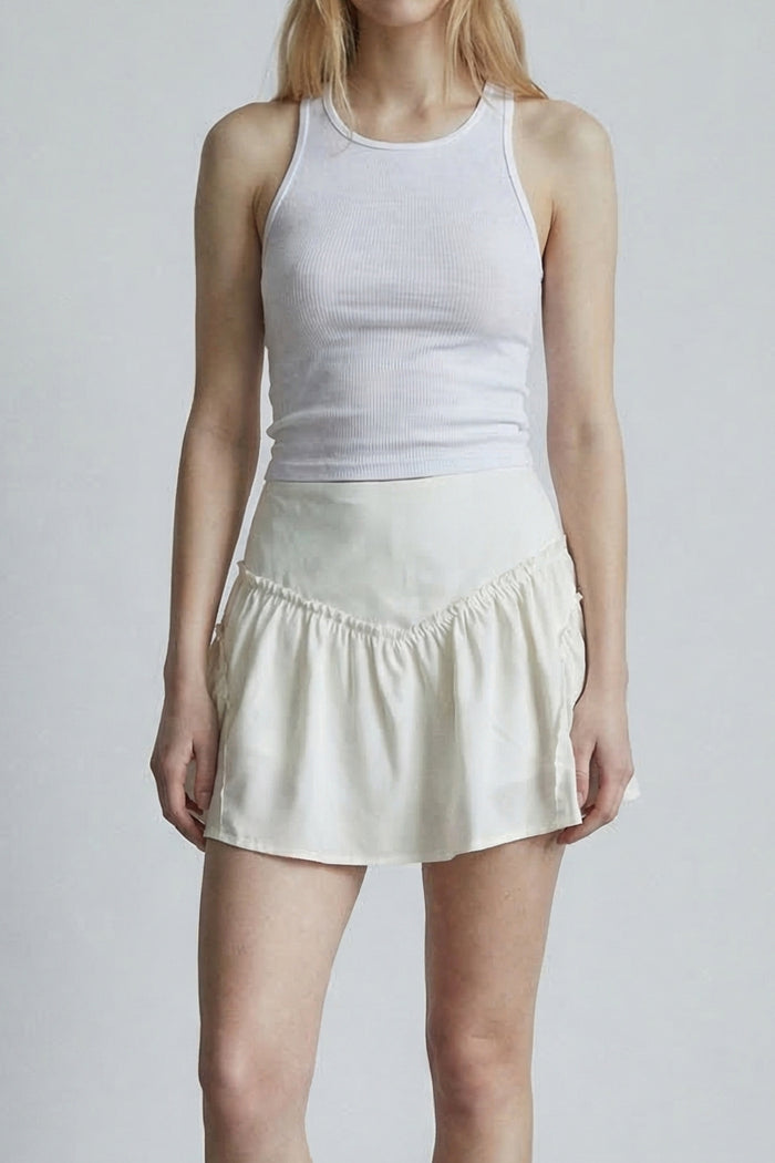 Mid Waist Ruffle Mini Skort