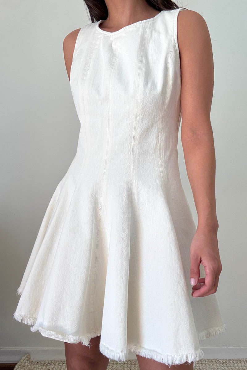 Denim Sleeveless Flare Mini Dress