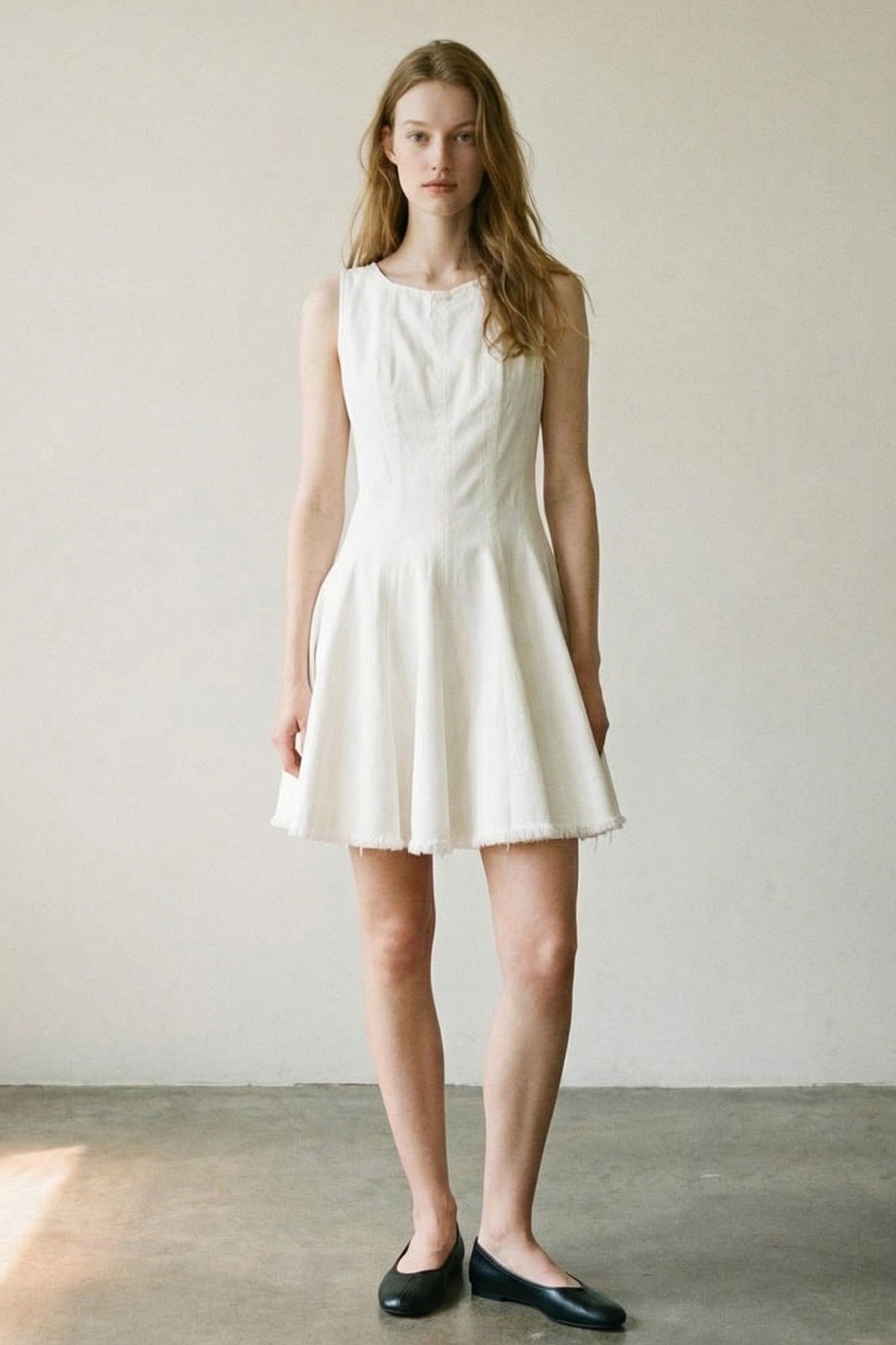 Denim Sleeveless Flare Mini Dress