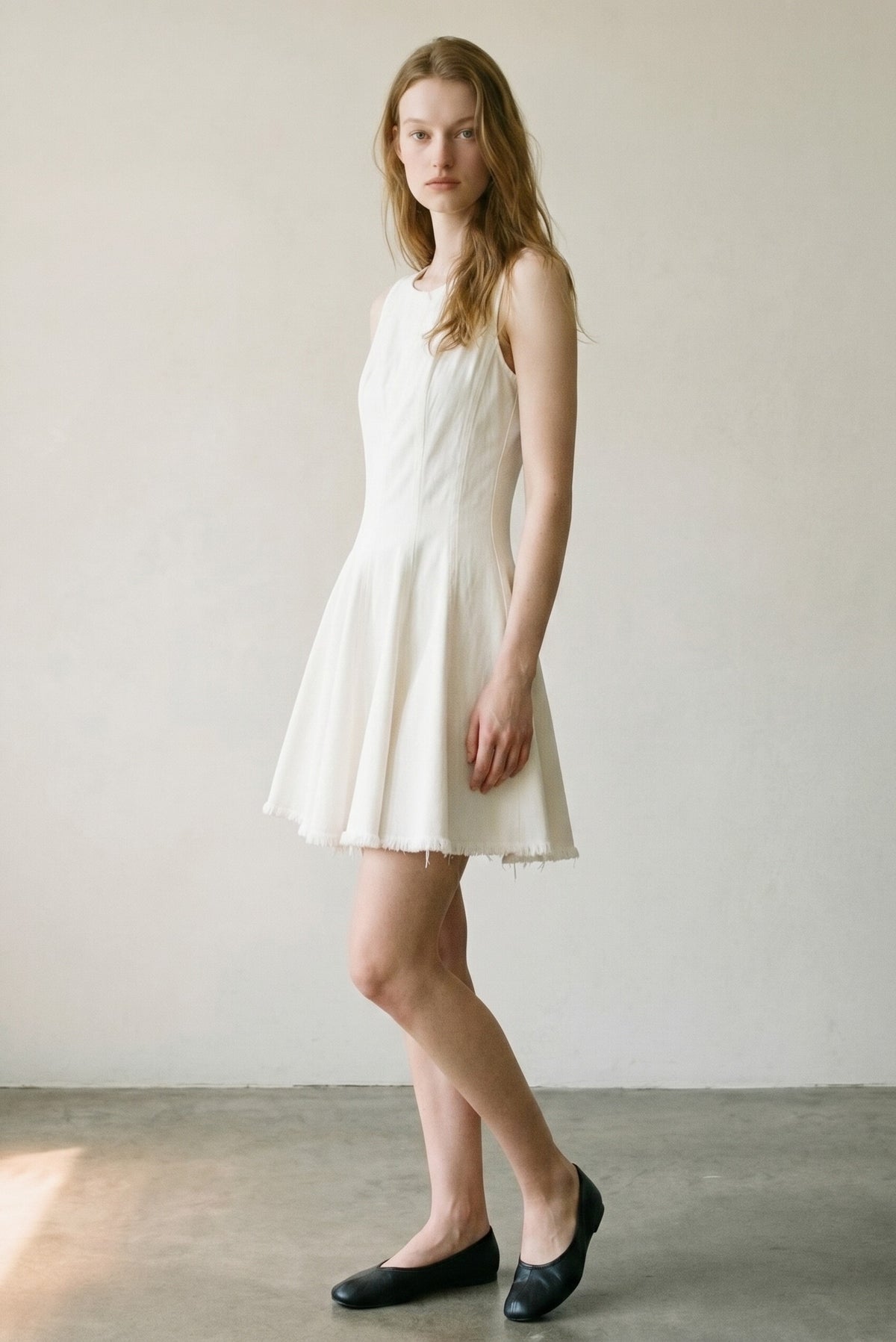 Denim Sleeveless Flare Mini Dress