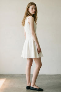 Denim Sleeveless Flare Mini Dress