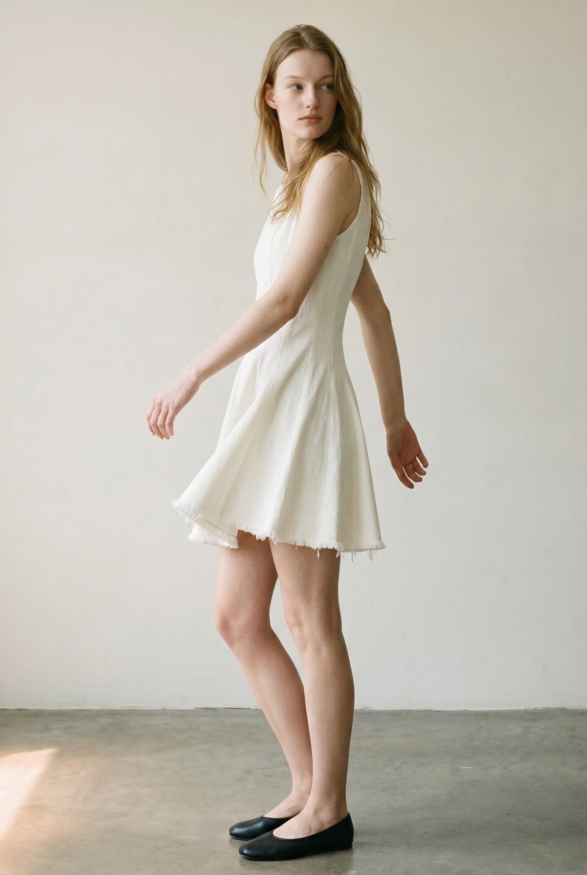 Denim Sleeveless Flare Mini Dress