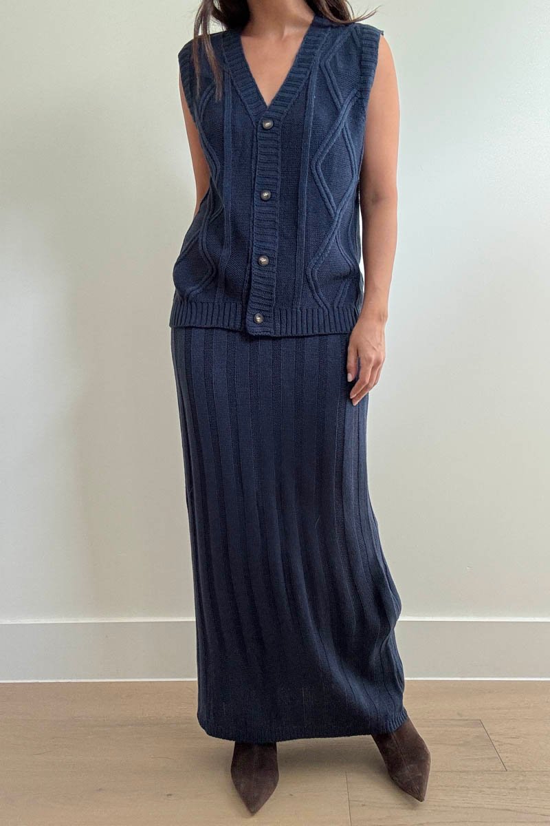 Knit Vest Top And Maxi Skirt Set