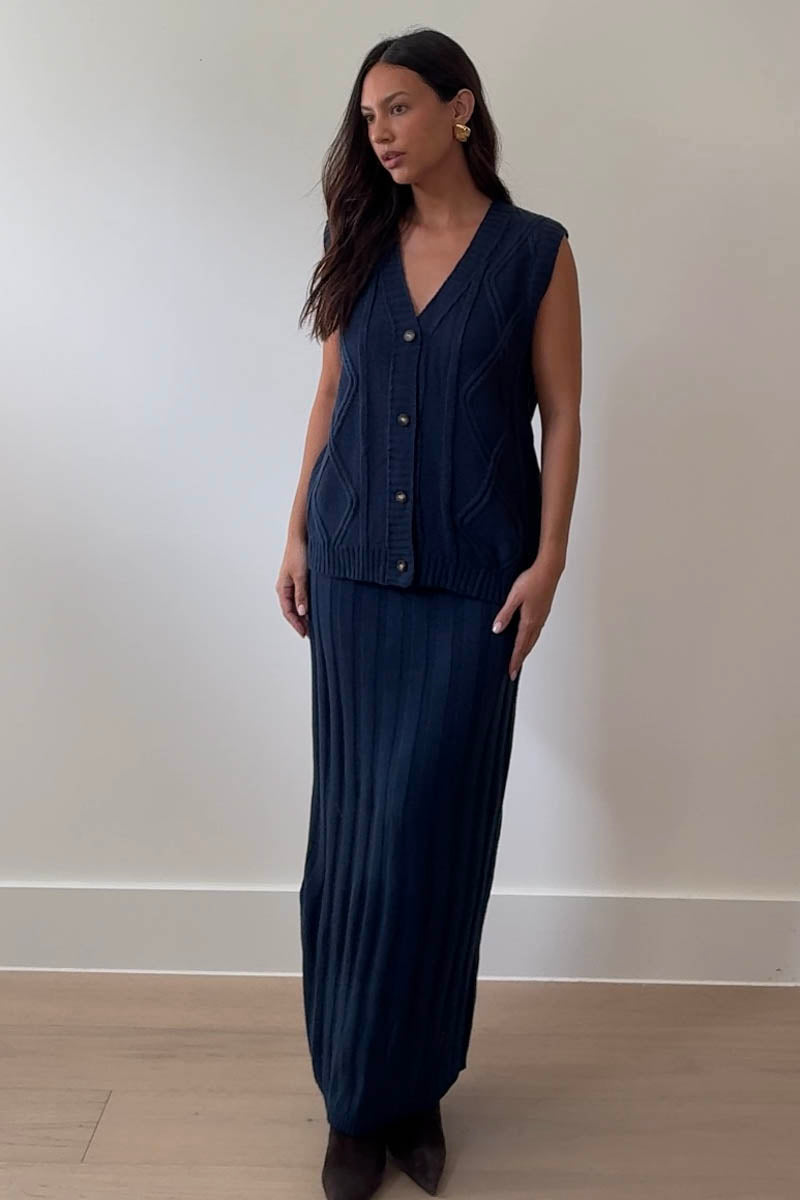 Knit Vest Top And Maxi Skirt Set