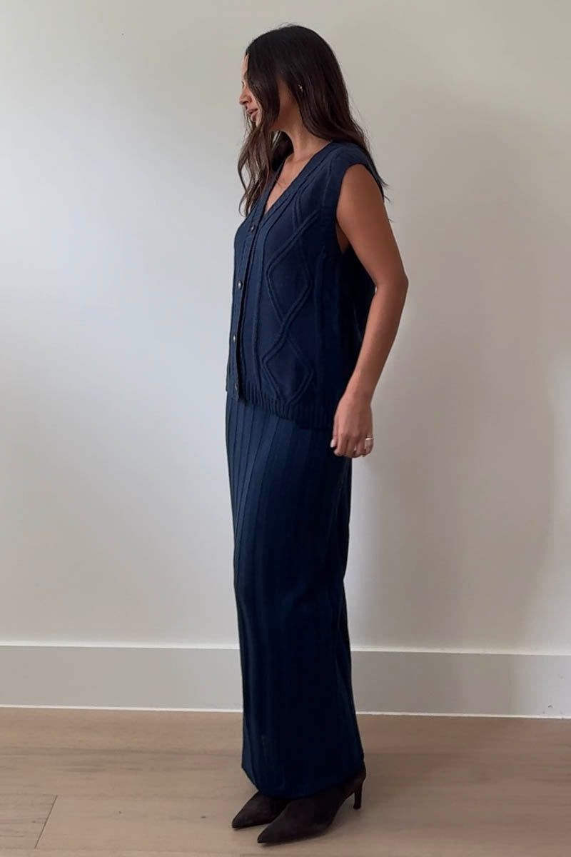 Knit Vest Top And Maxi Skirt Set