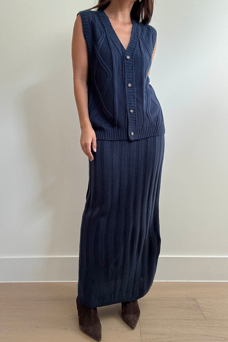 Knit Vest Top And Maxi Skirt Set