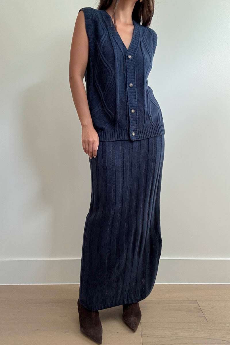 Knit Vest Top And Maxi Skirt Set