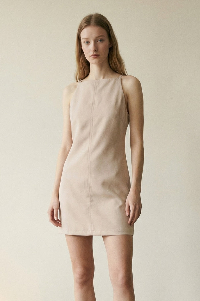 Sleeveless High Neck A-Line Mini Dress