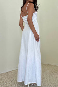 Linen Cotton Sleeveless Midi Slit Dress