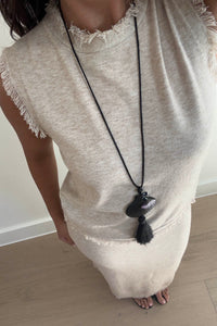 Knit Frayed Detail Top Maxi Skirt Set