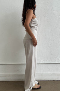 Strapless Gathered Top Wide Leg Set