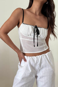 Ribbon Contrast Spaghetti Strap Cami Top