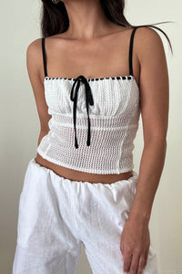Ribbon Contrast Spaghetti Strap Cami Top