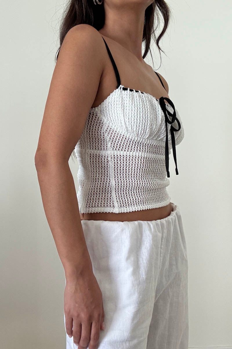 Ribbon Contrast Spaghetti Strap Cami Top