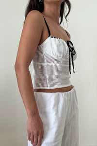 Ribbon Contrast Spaghetti Strap Cami Top