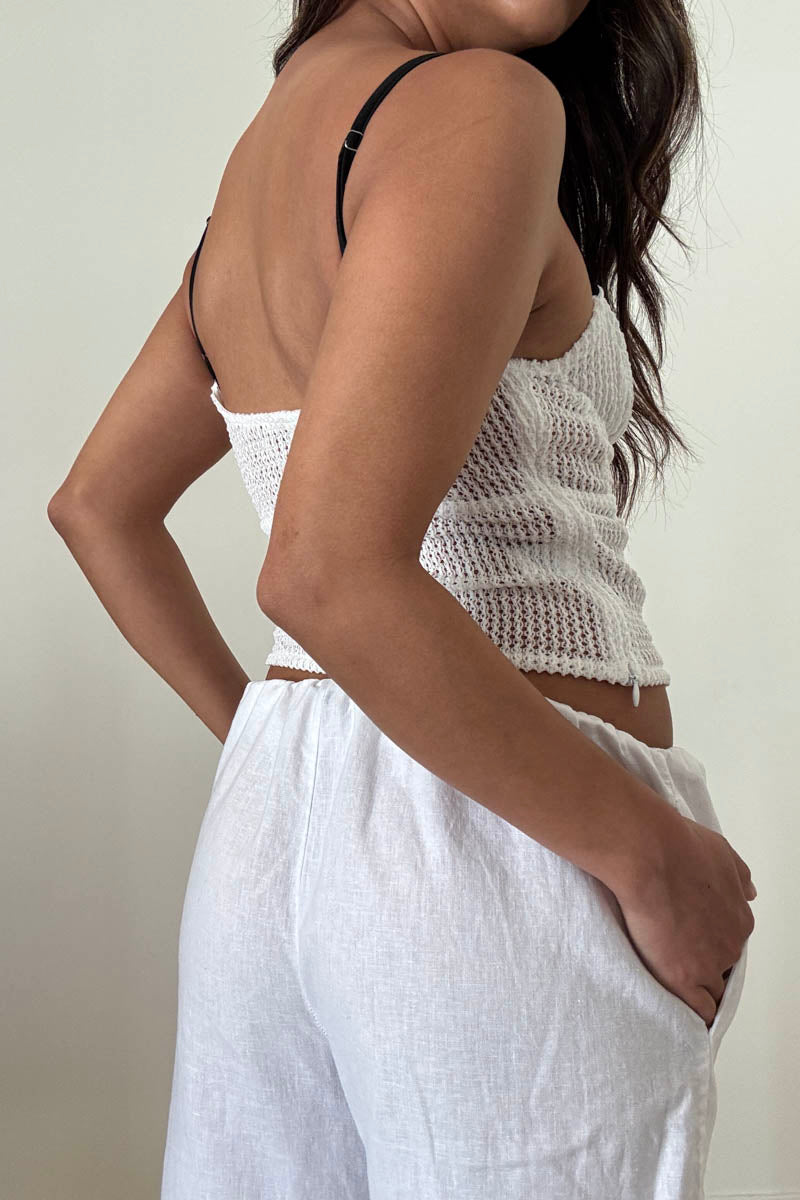 Ribbon Contrast Spaghetti Strap Cami Top