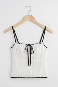 Ribbon Contrast Spaghetti Strap Cami Top