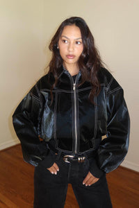 Faux Leather Oversized Jacket