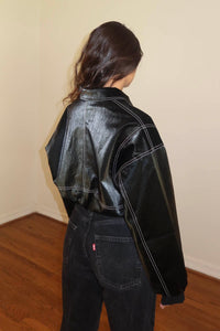 Faux Leather Oversized Jacket