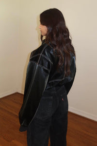 Faux Leather Oversized Jacket